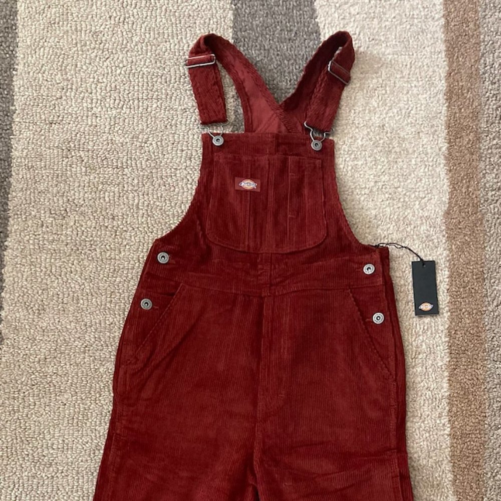 NWT! ** Dickies ** XS Corduroy Women's Overalls in Brick